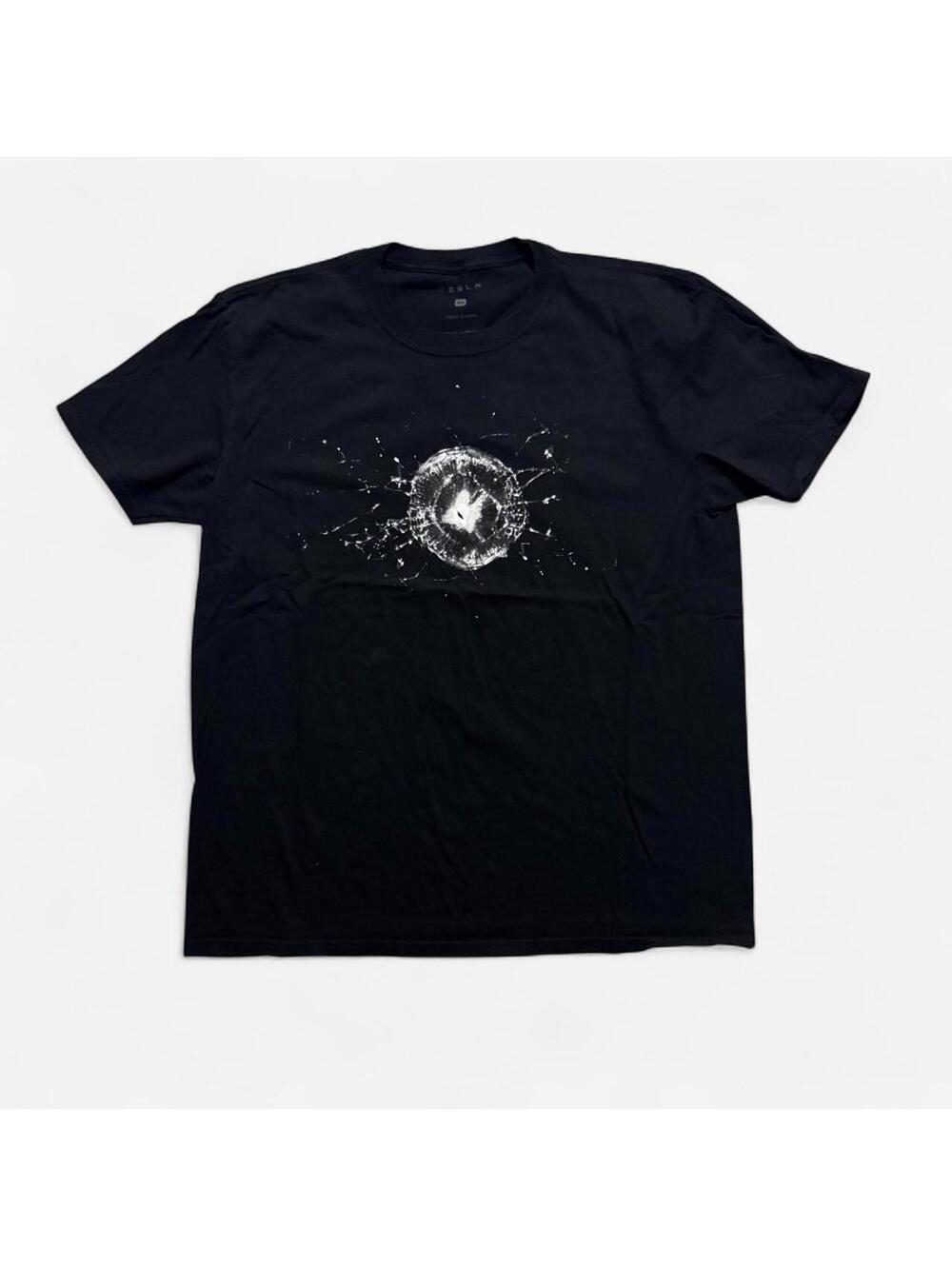 Tesla black cotton t-shirt with white graphic